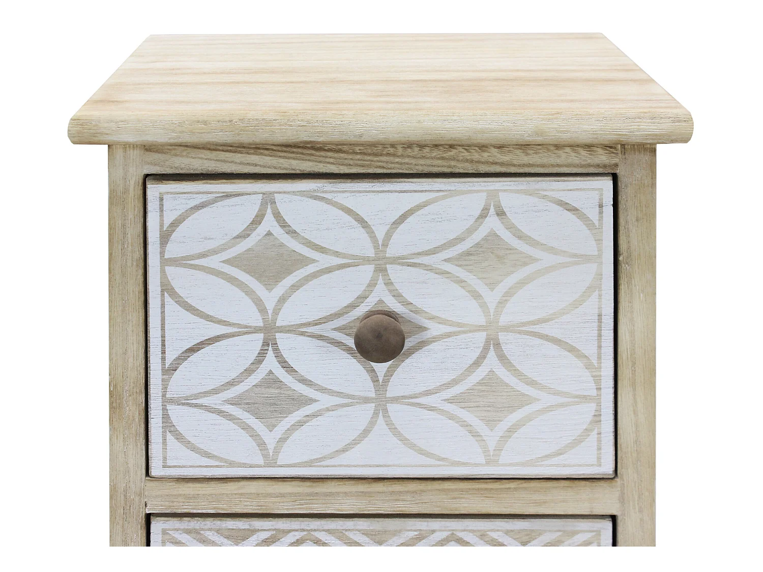 Commode Bois Étroit Bois Blanc Beige Shabby 80,5x29x25