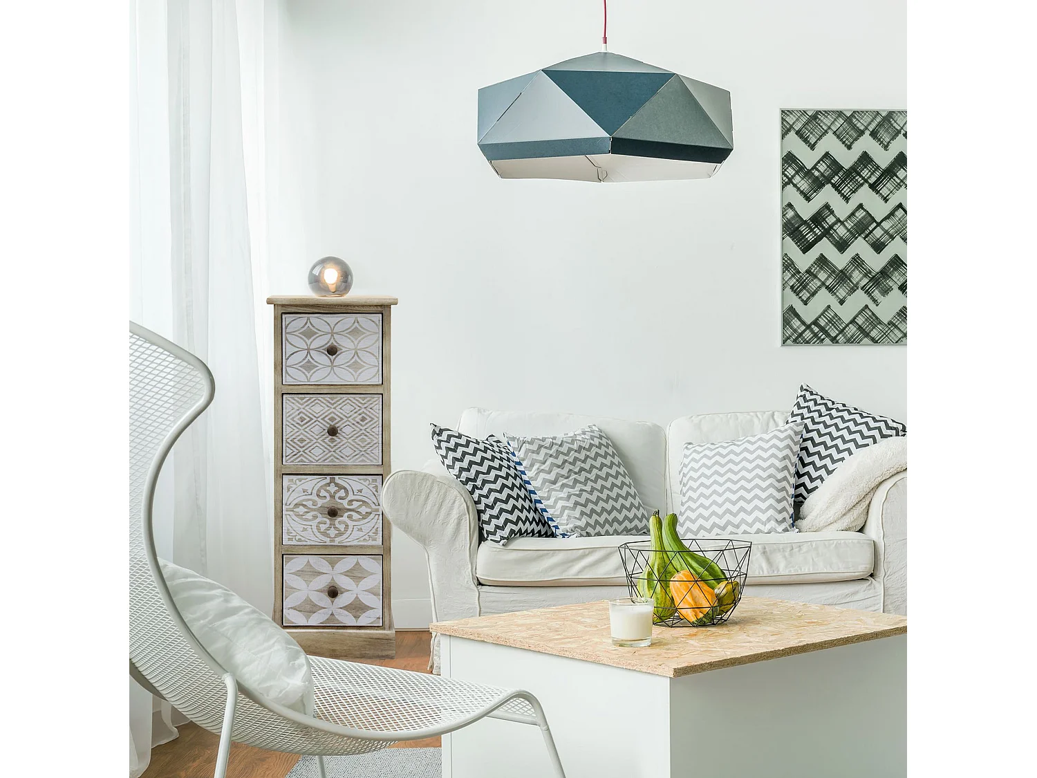 Commode Bois Étroit Bois Blanc Beige Shabby 80,5x29x25