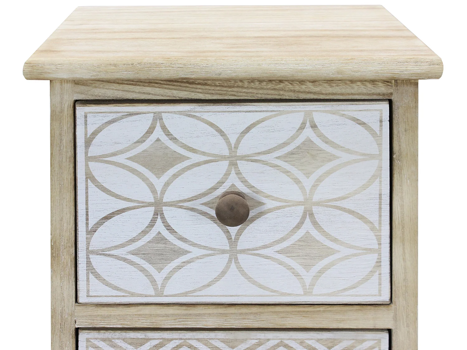 Commode Bois Étroit Bois Blanc Beige Shabby 80,5x29x25