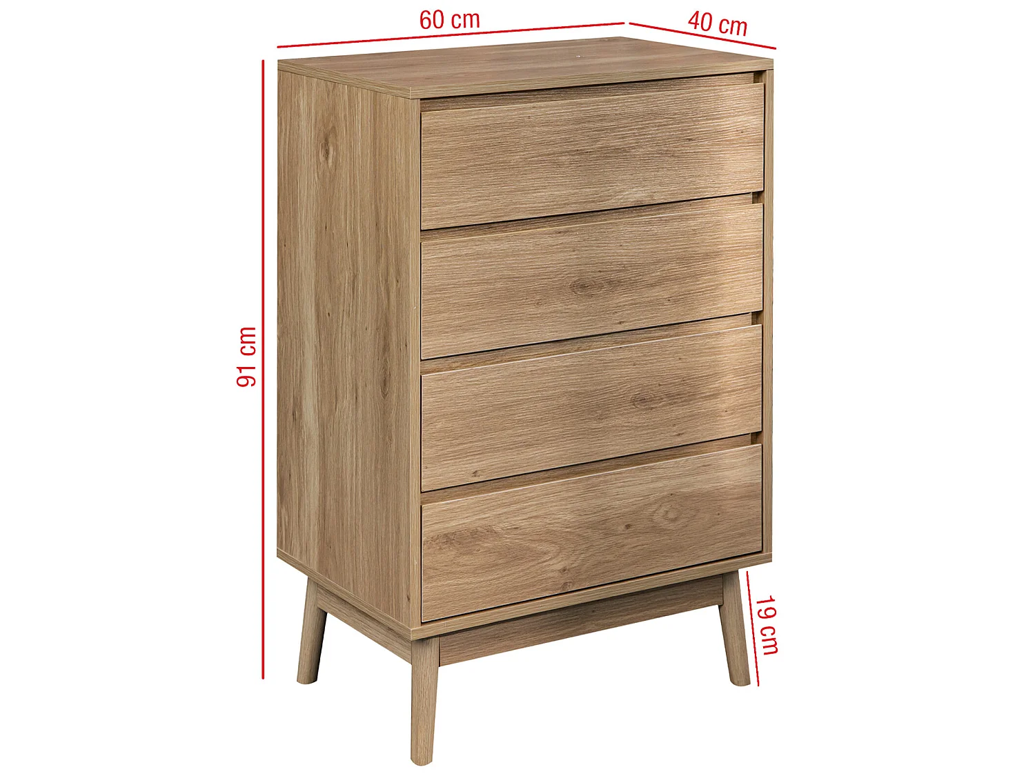 Commode 4 Tiroirs en bois Brun de style Nordique