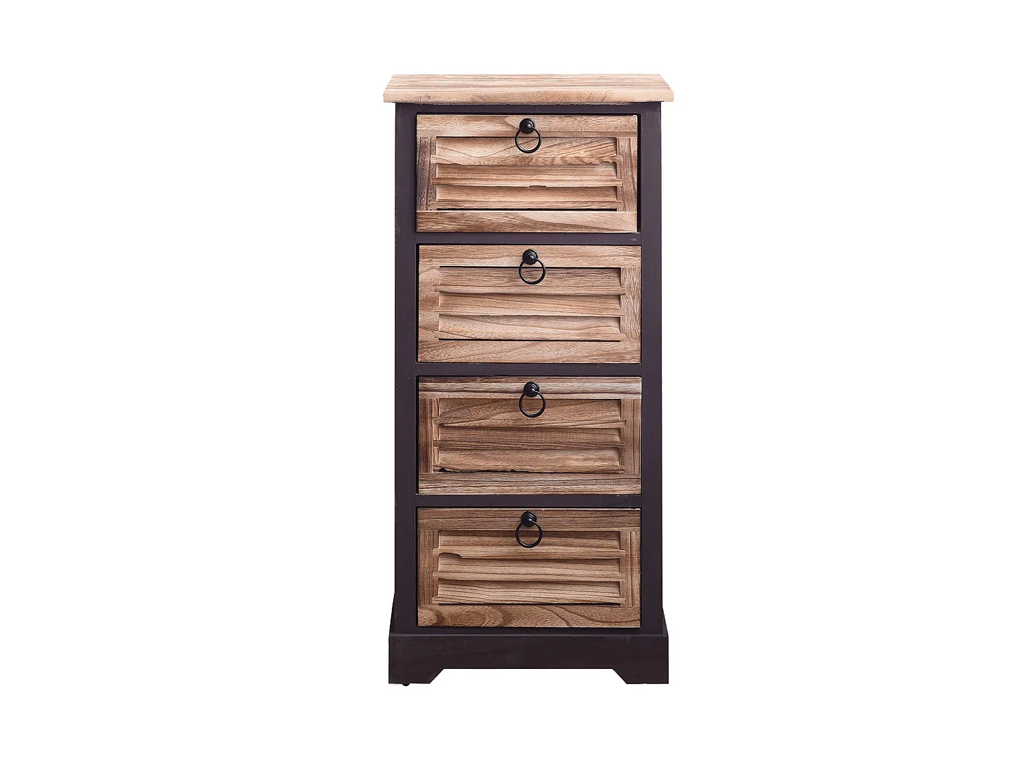 Chiffonnier Table De Nuit 4 Tiroirs Bois Marron Noir 81x40x27