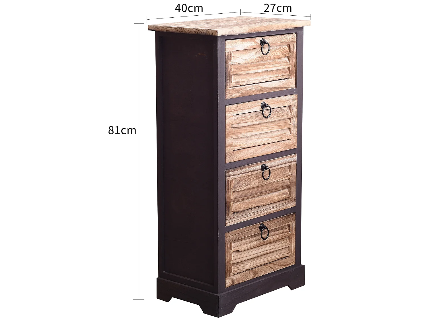 Chiffonnier Table De Nuit 4 Tiroirs Bois Marron Noir 81x40x27