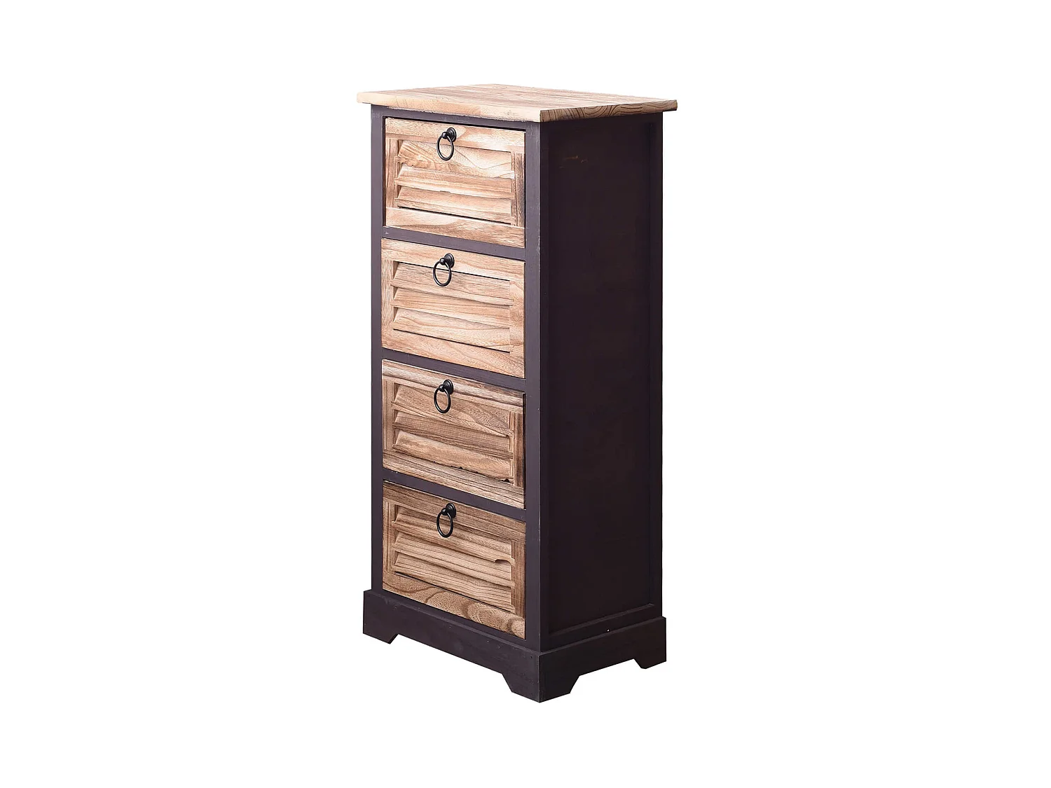 Chiffonnier Table De Nuit 4 Tiroirs Bois Marron Noir 81x40x27