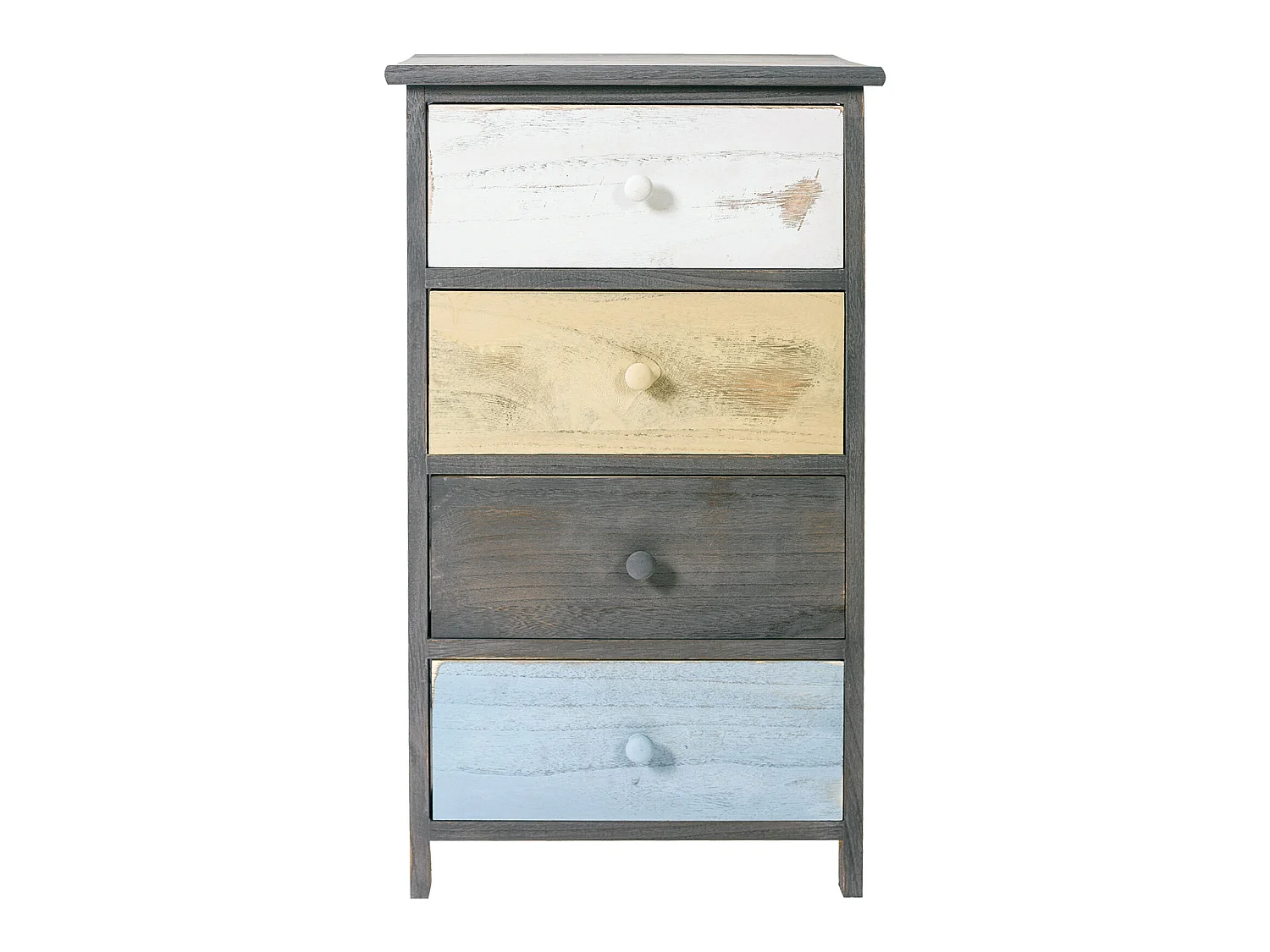 Cassettiera Armadietto 4 Cassetti Legno Grigio Beige 72x40x29