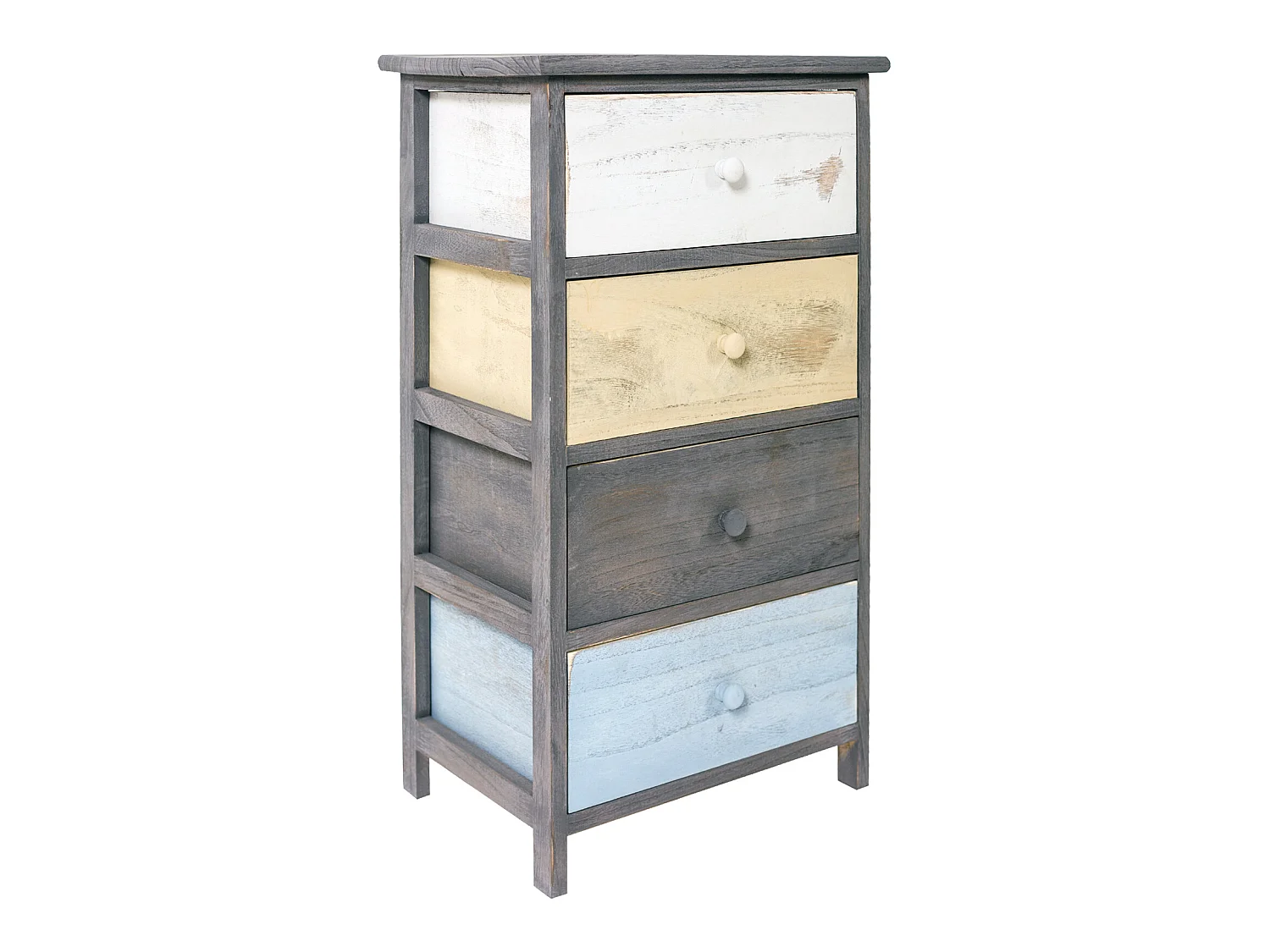 Cassettiera Armadietto 4 Cassetti Legno Grigio Beige 72x40x29