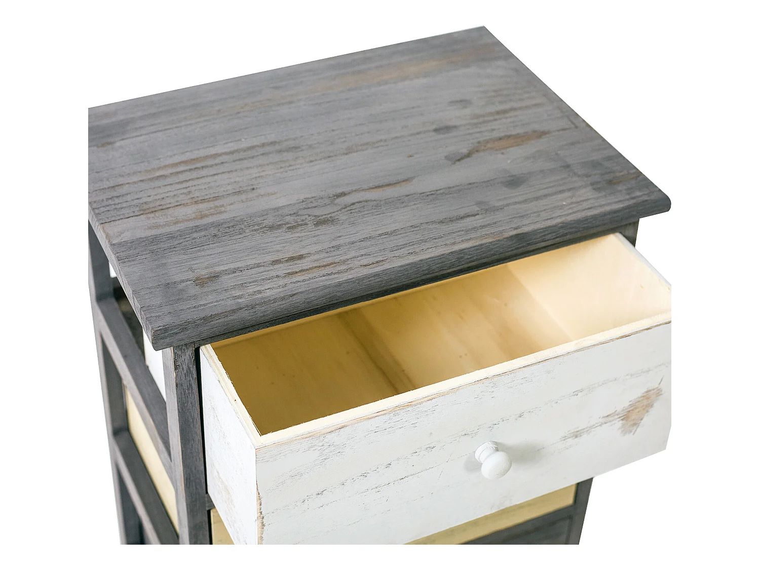 Cassettiera Armadietto 4 Cassetti Legno Grigio Beige 72x40x29