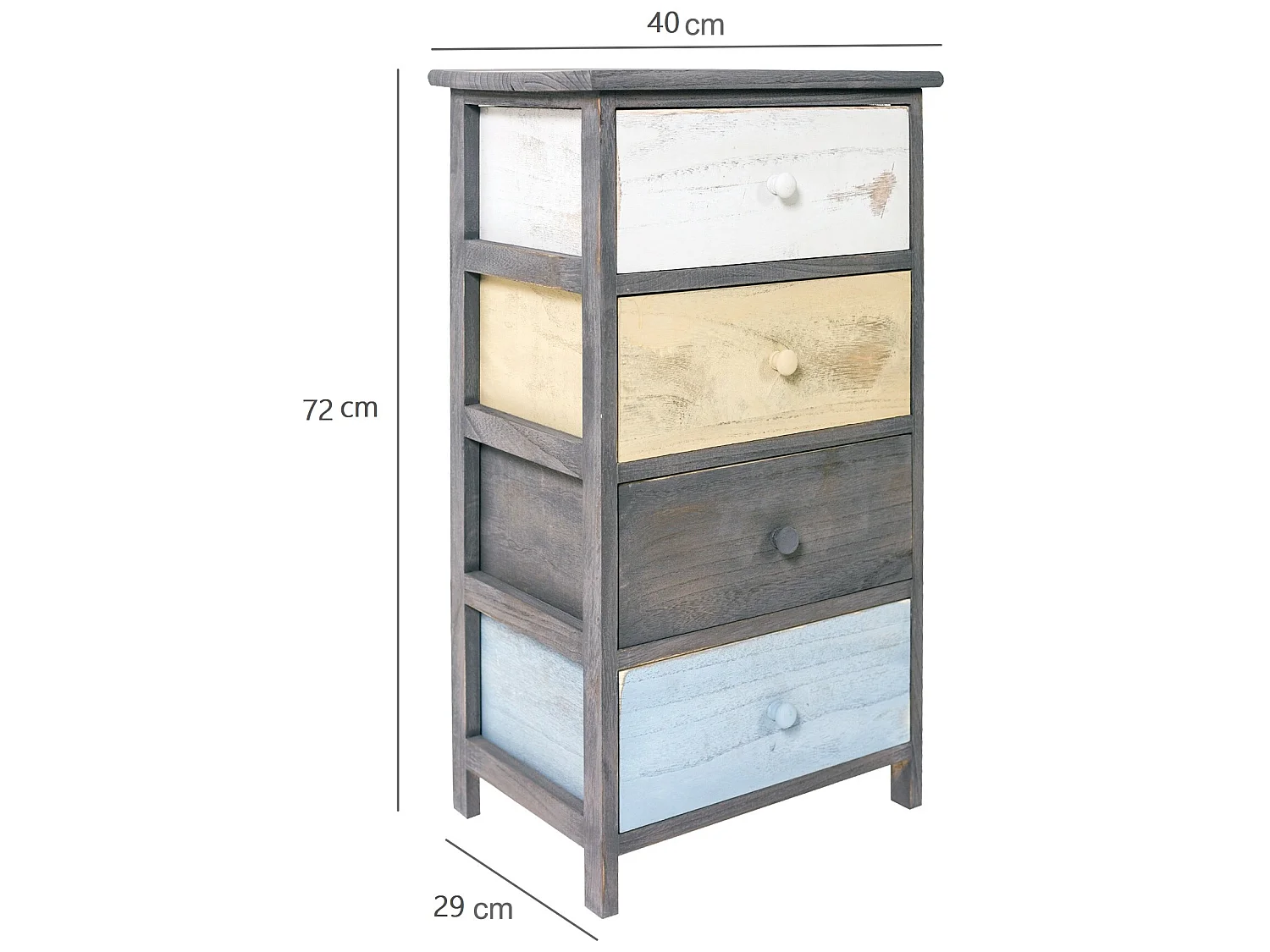 Chiffonier Commode 4 Tiroirs Gris Style 72x40x29