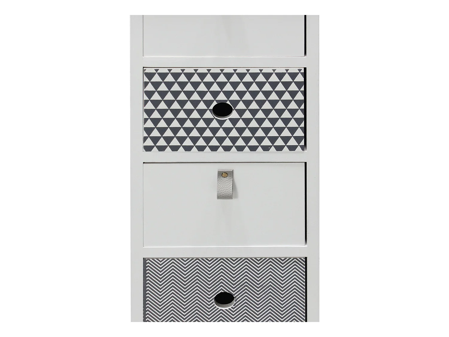 Commode Étroite Table De Chevet Haute 5 Tiroirs Blanc Gris Moderne Bois 93x30x25 Cm