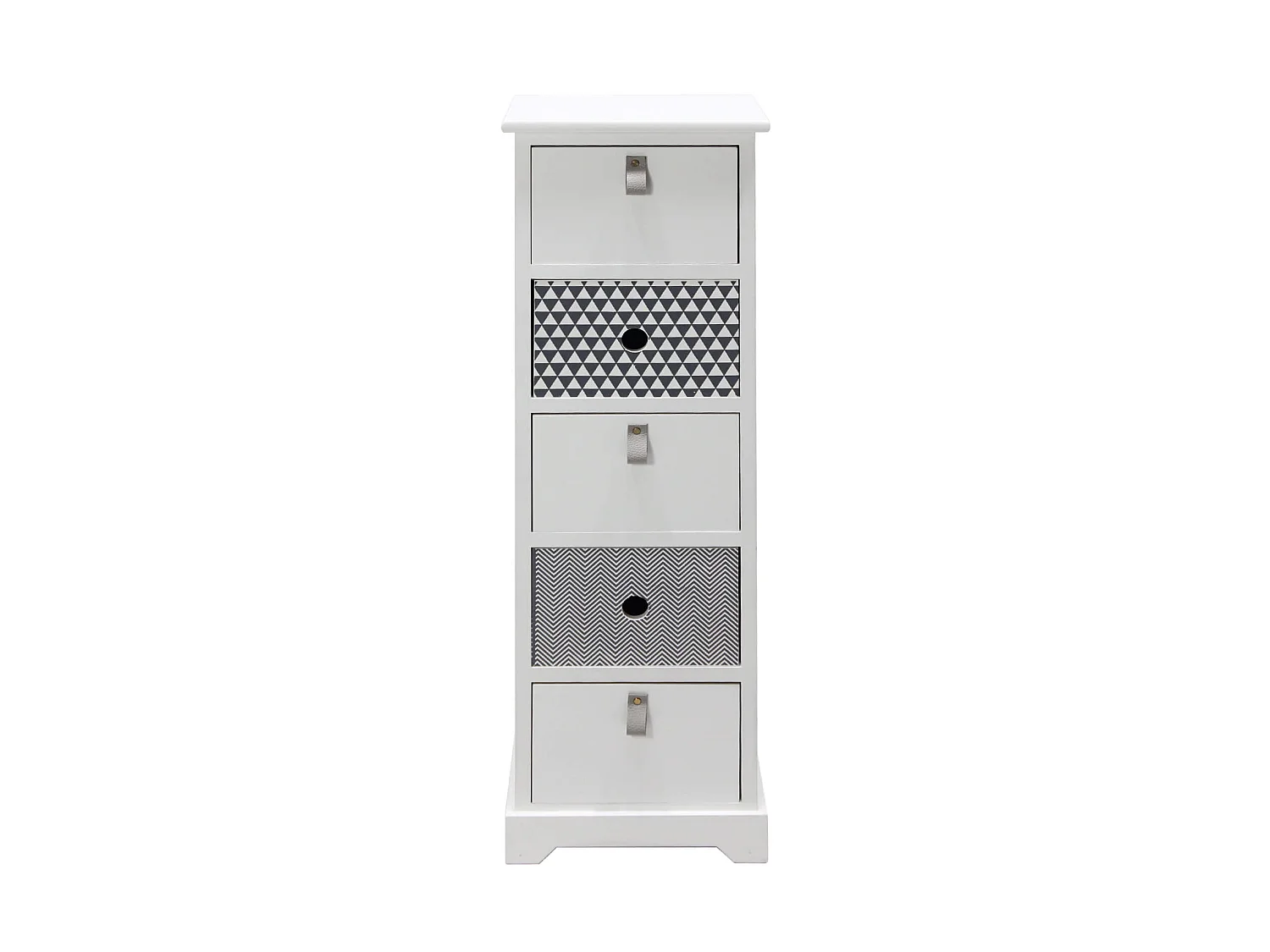 Cómoda alta con 5 cajones en madera blanca Entrada moderna 93x30x25 cm