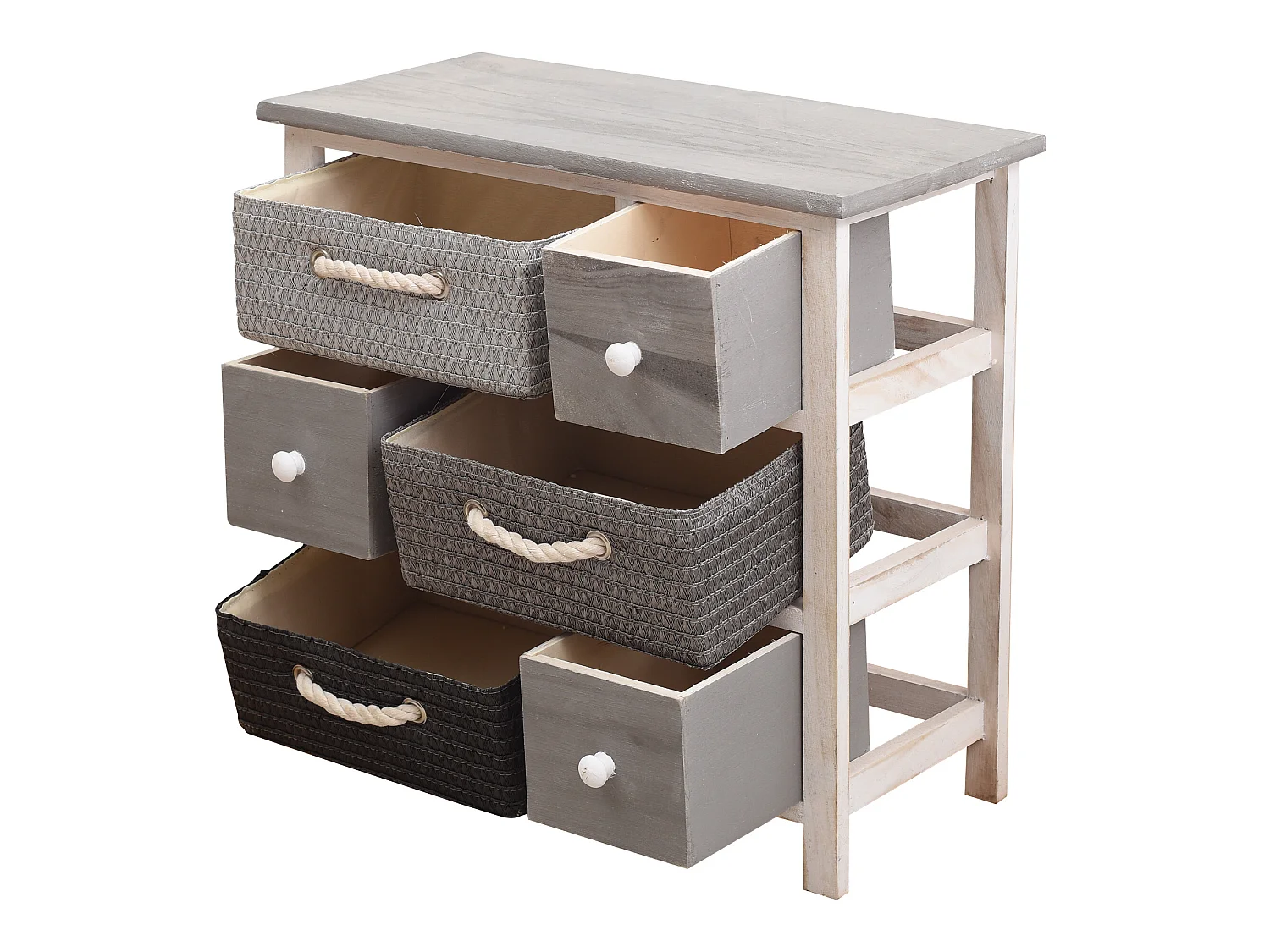 Cassettiera Mobile Bagno Shabby 6 Cassetti Moderno 53x56x27