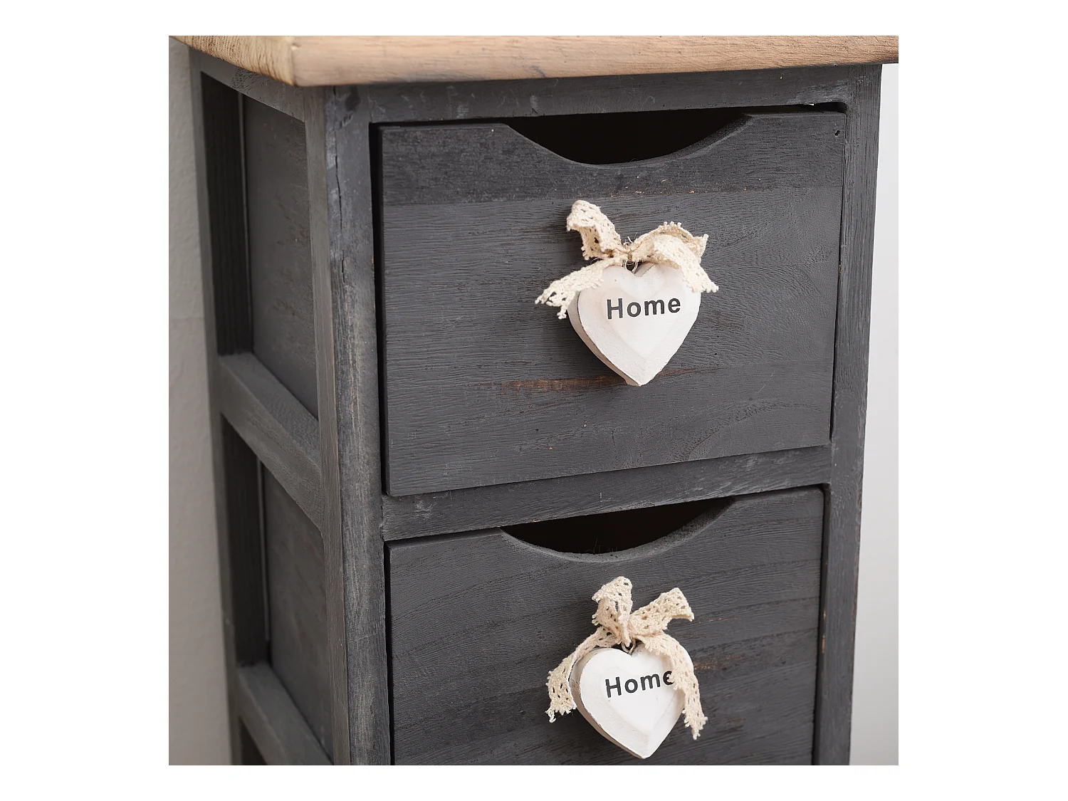 Comodino Mobiletto 4 Cassetti Grigio Legno Shabby 71x25x25