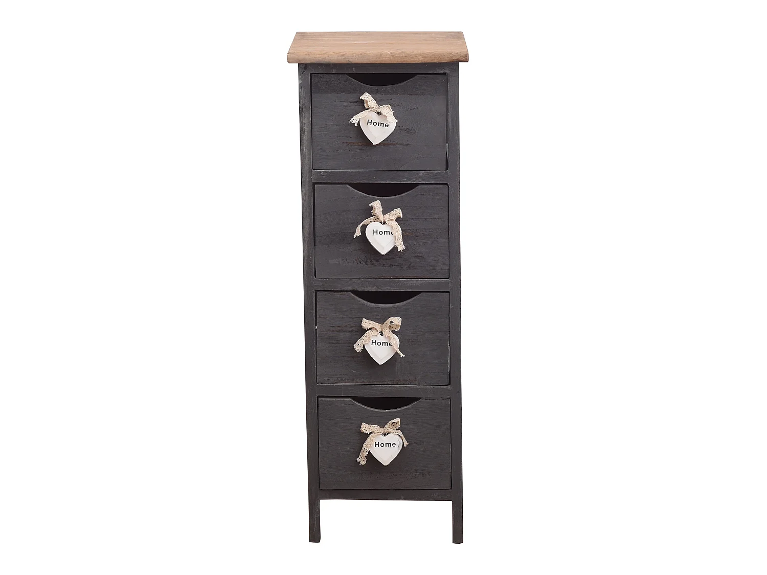 Chiffonnier Chevet 4 Tiroirs Bois Gris Contemporain 71x25x25