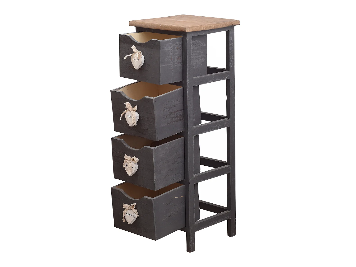 Chiffonnier Chevet 4 Tiroirs Bois Gris Contemporain 71x25x25