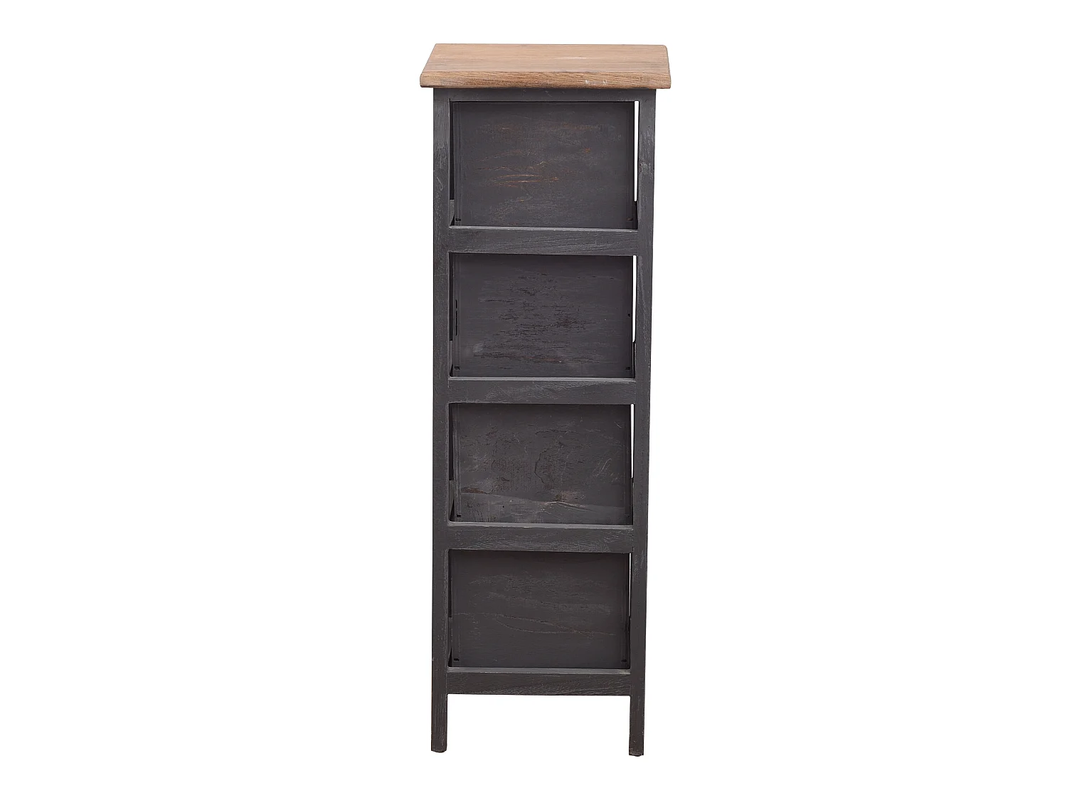 Chiffonnier Chevet 4 Tiroirs Bois Gris Contemporain 71x25x25
