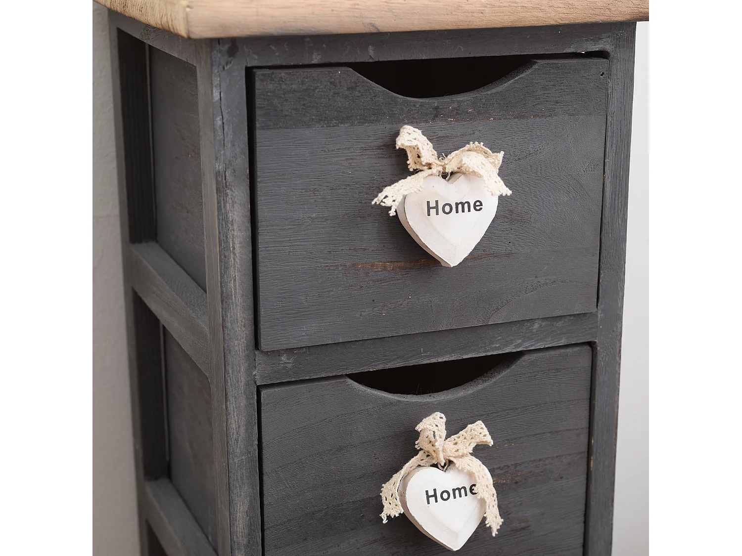 Chiffonnier Chevet 4 Tiroirs Bois Gris Contemporain 71x25x25