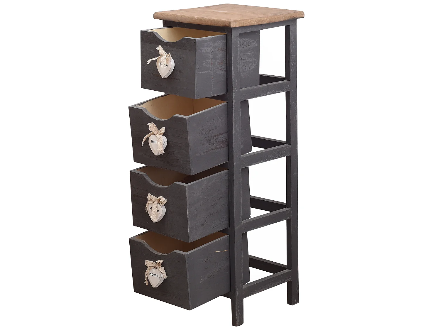 Chiffonnier Chevet 4 Tiroirs Bois Gris Contemporain 71x25x25