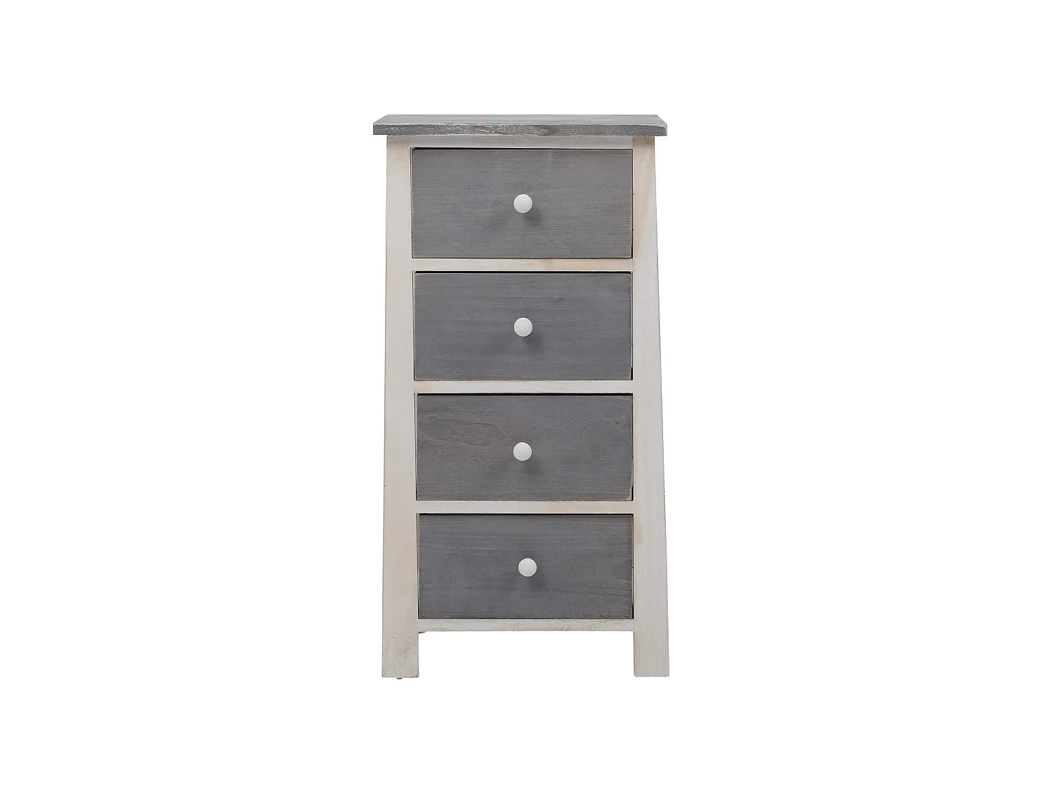 Cassettiera Comodino Bianco Shabby Grigio 4 Cassetti 73x37x27