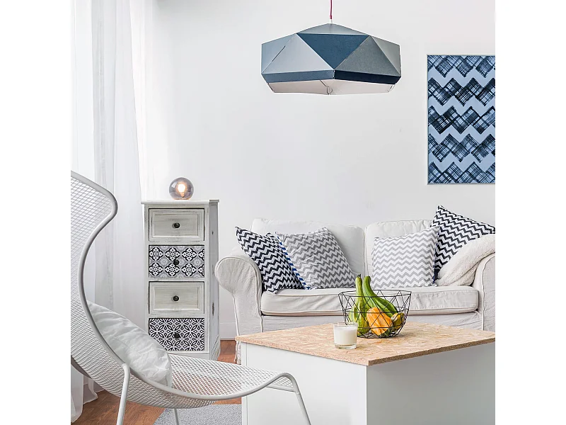 Cassettiera In Legno Bianco Grigio Con 4 Cassetti Per Bagno Shabby Chic 76x30x25 Cm