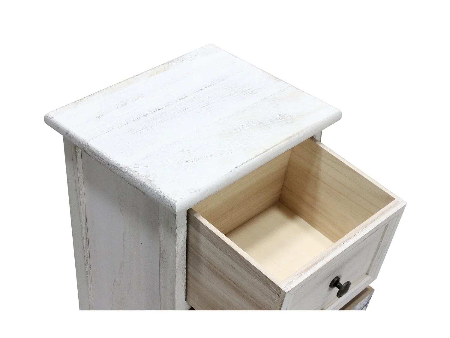 Table Étroite Bois Mdf Blanc Gris 4 Tiroirs 76x30x25 Cm