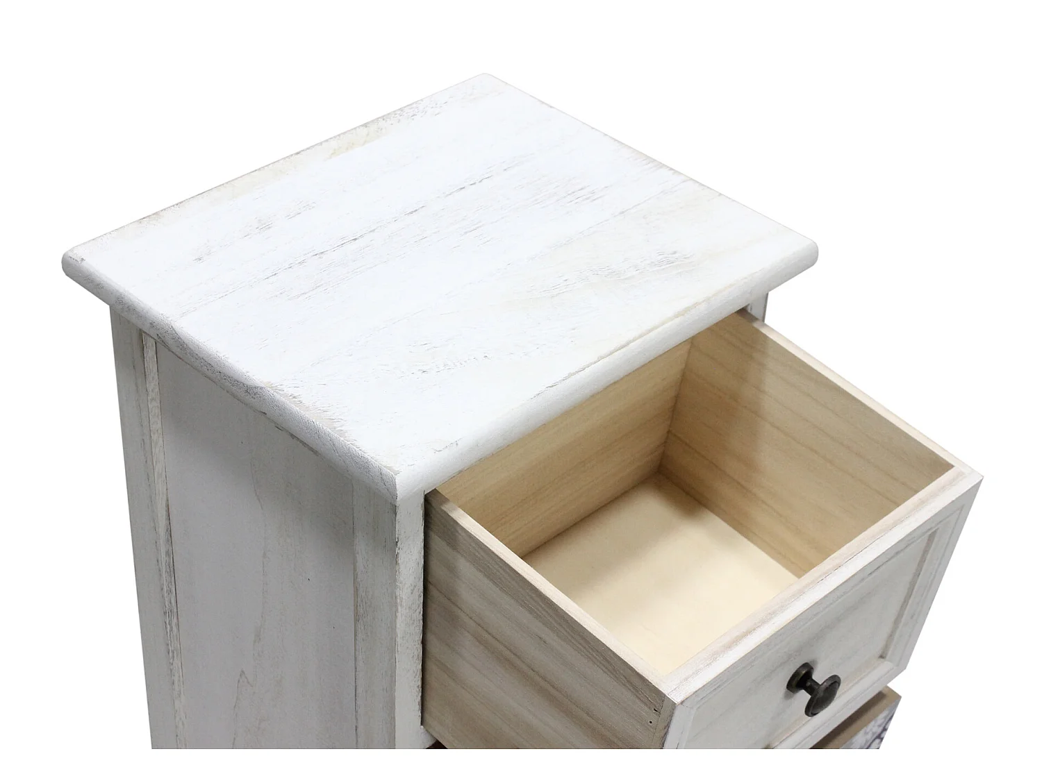 Cómoda em madeira branca cinzenta com 4 gavetas para banho Shabby Chic 76x30x25 Cm