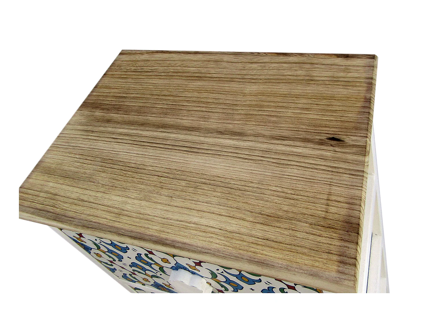 Cómoda 5 cajones Moderna Madera Clara Blanco Azul 93x40x30