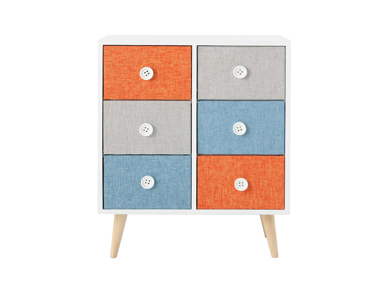 Commode 6 Tiroirs en bois gain d'espace Moderne coloré Tissu