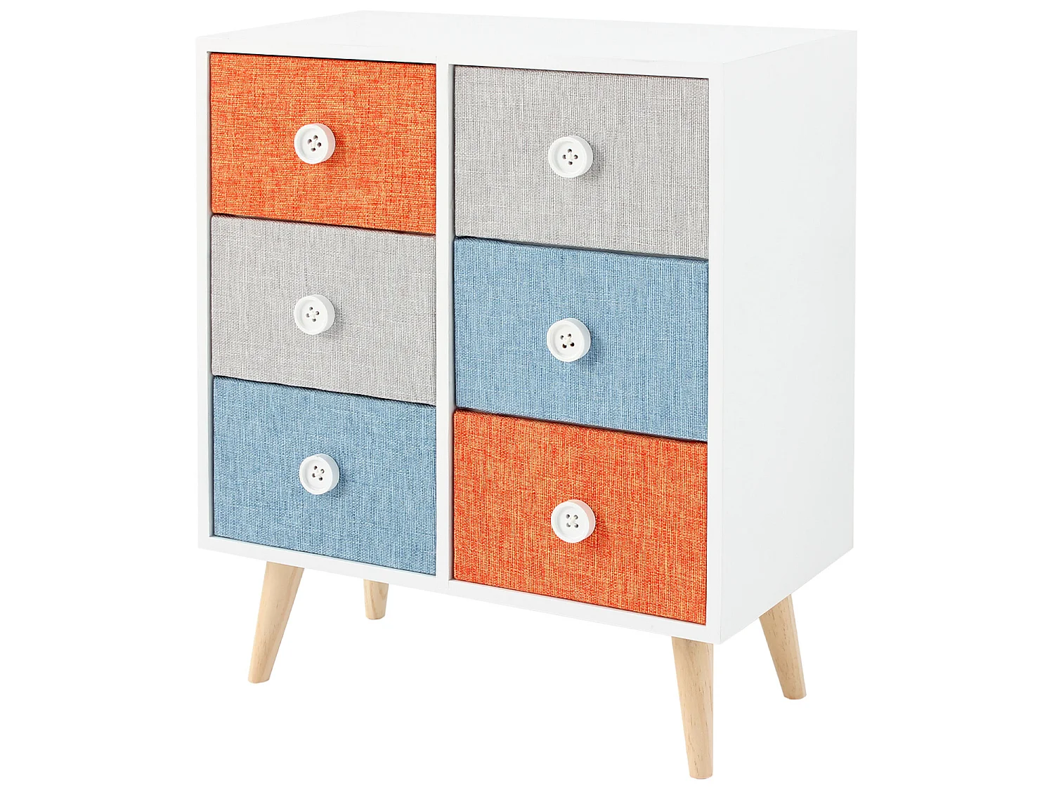 Commode 6 Tiroirs en bois gain d'espace Moderne coloré Tissu