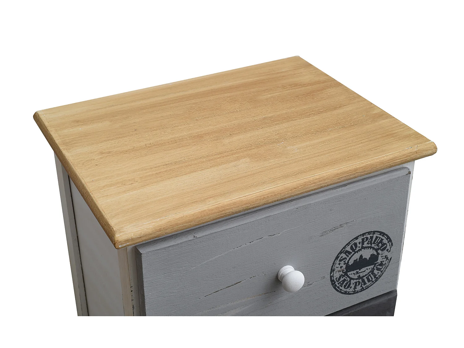 Cassettiera Comodino  Shabby Chic Bianco 4 Cassetti 72x35x27