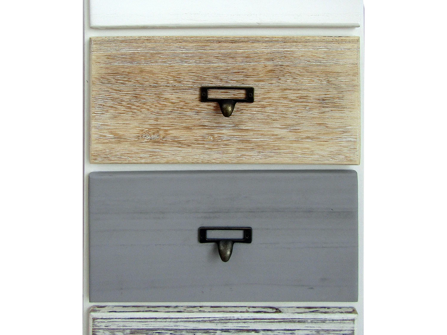 Cassettiera 4 Cassetti Bianco Legno Beige Grigio Montato 79x30x24