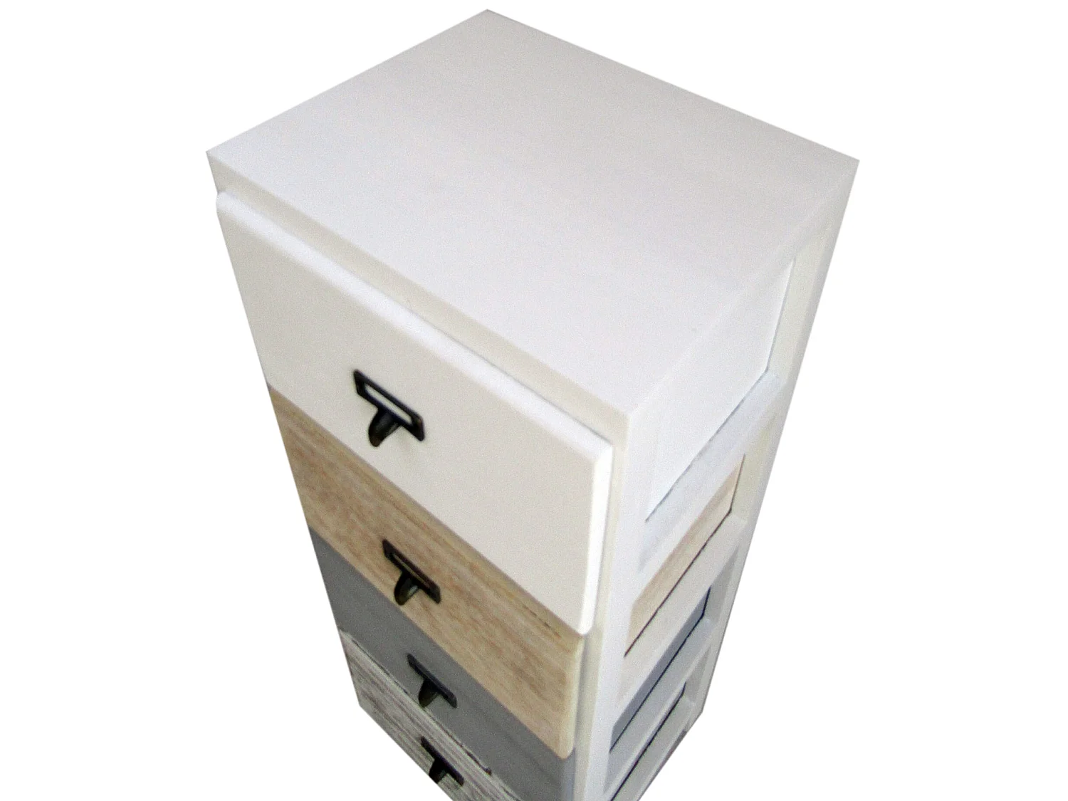 Cassettiera 4 Cassetti Bianco Legno Beige Grigio Montato 79x30x24