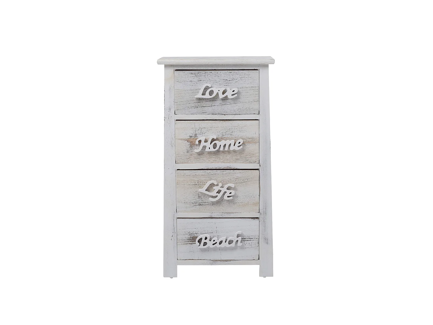 Comodino Cassettiera 4 Cassetti Bianco Grigio Shabby 73x37x27