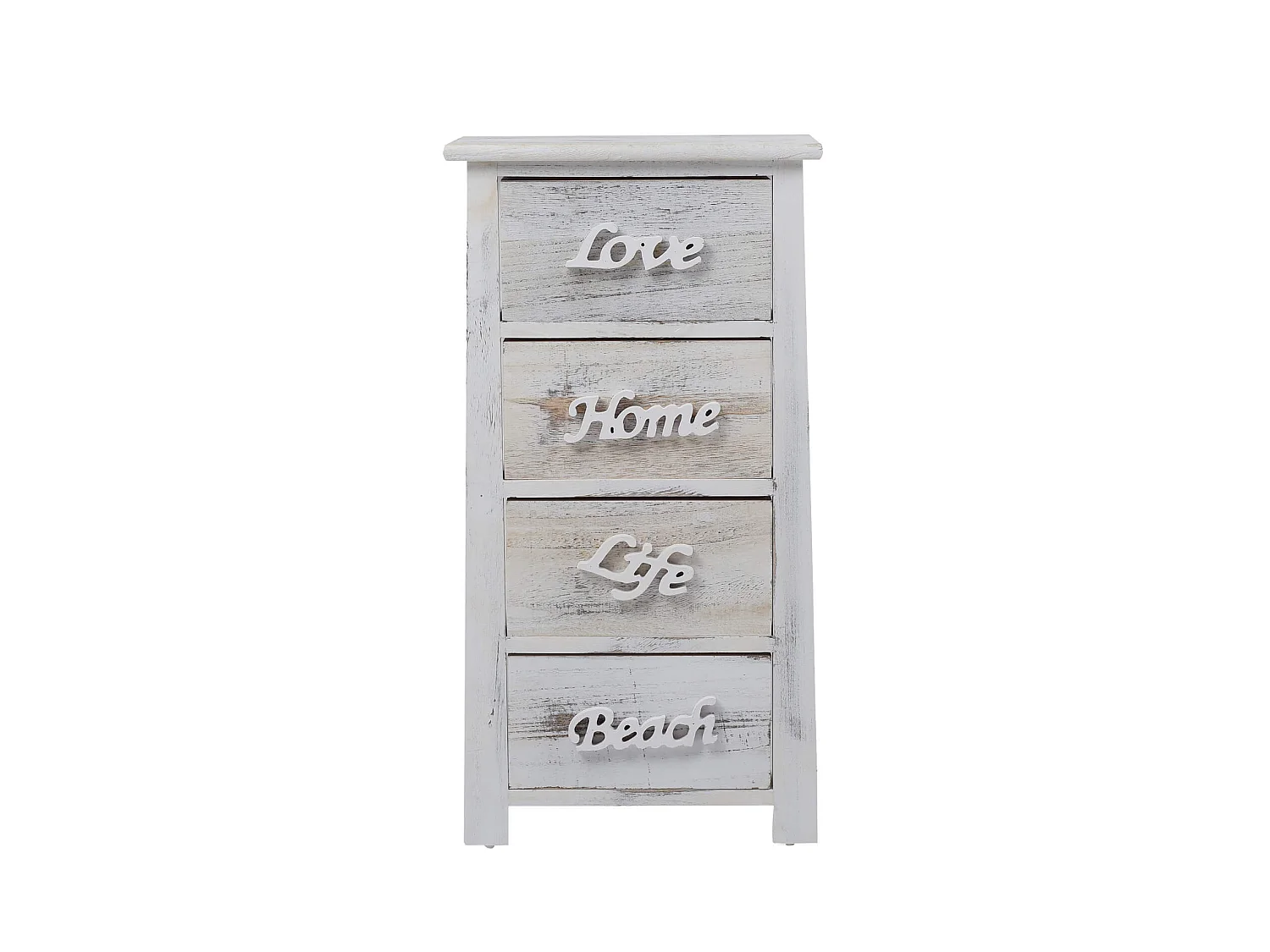 Chiffonnier Meuble 4 Tiroirs Bois Blanc Shabby 73x37x27