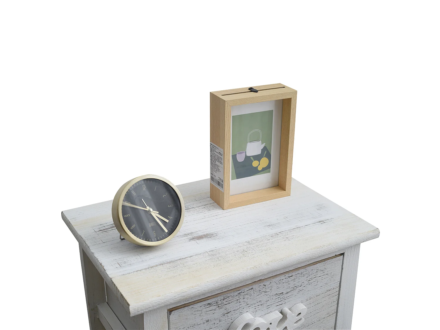 Chiffonnier Meuble 4 Tiroirs Bois Blanc Shabby 73x37x27