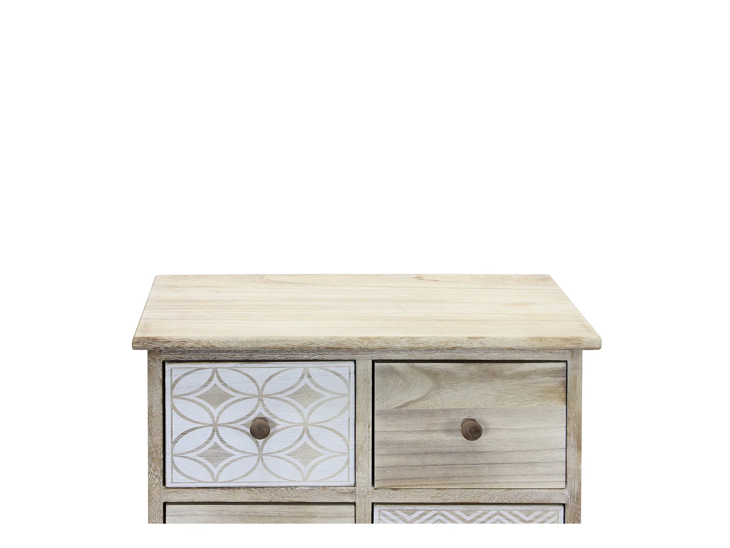 Cassettiera 8 Cassetti Legno Beige Bianco Ingresso 80,5x53,5x25