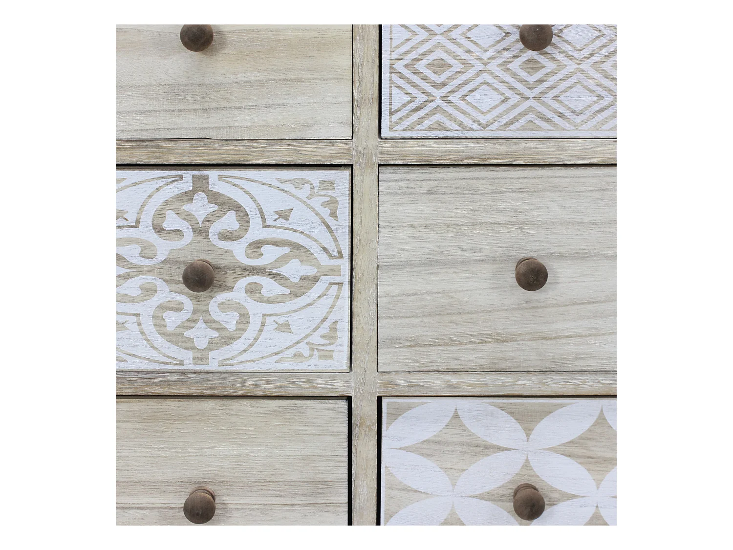 Cassettiera 8 Cassetti Legno Beige Bianco Ingresso 80,5x53,5x25