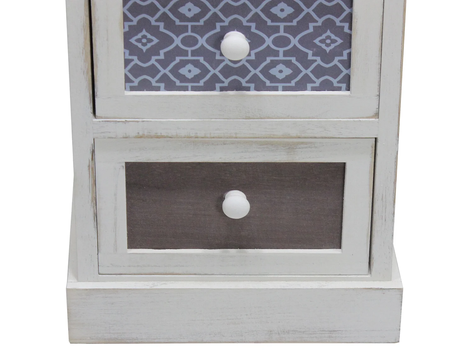 Armoire Commode Blanc Gris Bleu Shabby Bois 4 Tiroirs 76x30x25