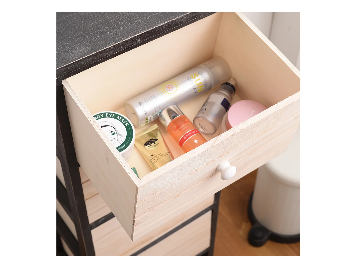 Cassettiera Comodini Vintage Shabby Grigio 4 Cassetti 81x35x25