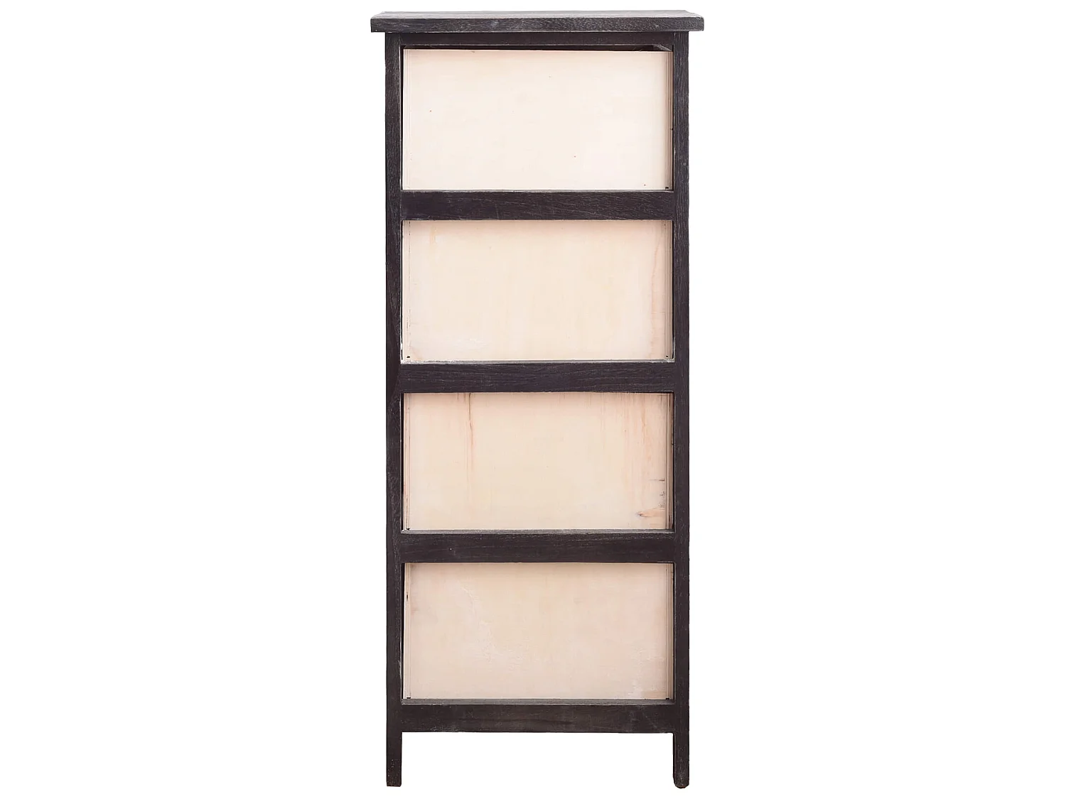 Chiffonnier Commode 4 Tiroirs Bois Blanc Gris Shabby 81x35x25