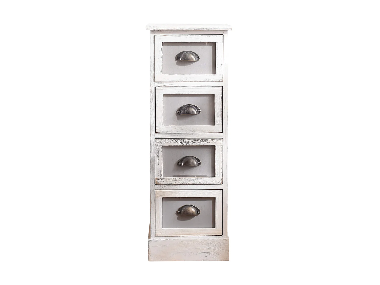 Meuble Chevet 4 Tiroir Bois Blanc Classique 80x29x25