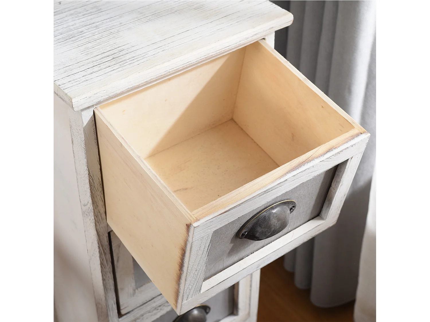 Meuble Chevet 4 Tiroir Bois Blanc Classique 80x29x25