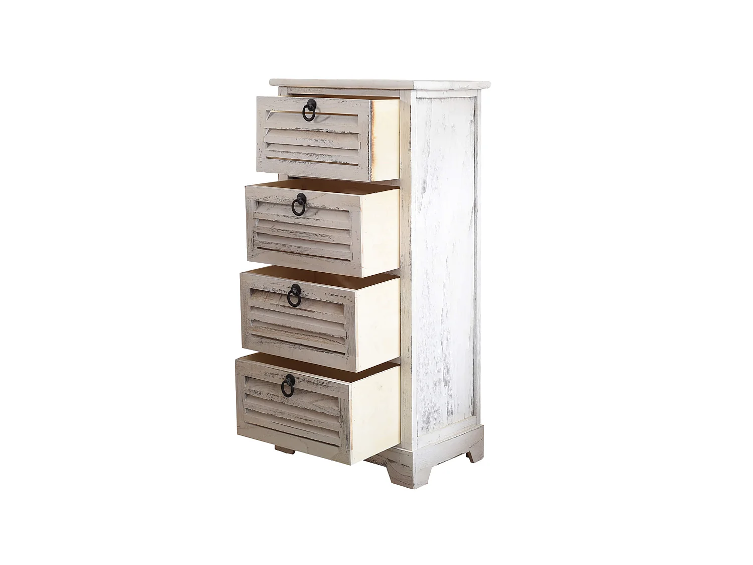 Chiffonnier Table De Chevet 4 Tiroirs Bois Blanc 81x40x27