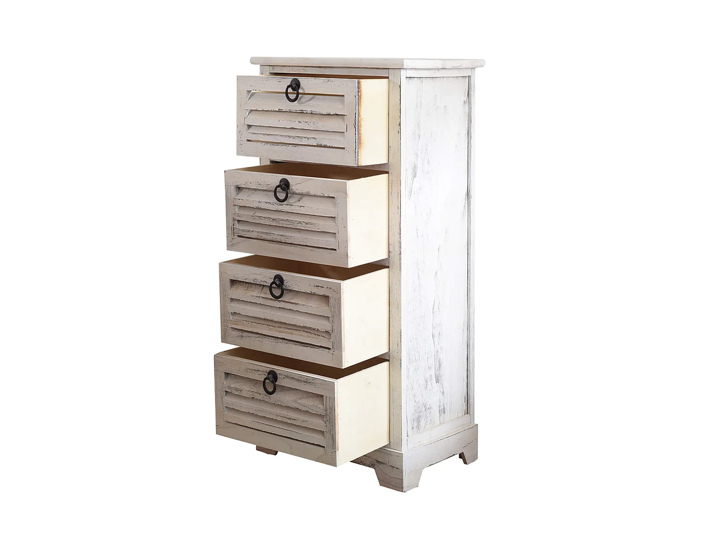 Chiffonnier Table De Chevet 4 Tiroirs Bois Blanc 81x40x27