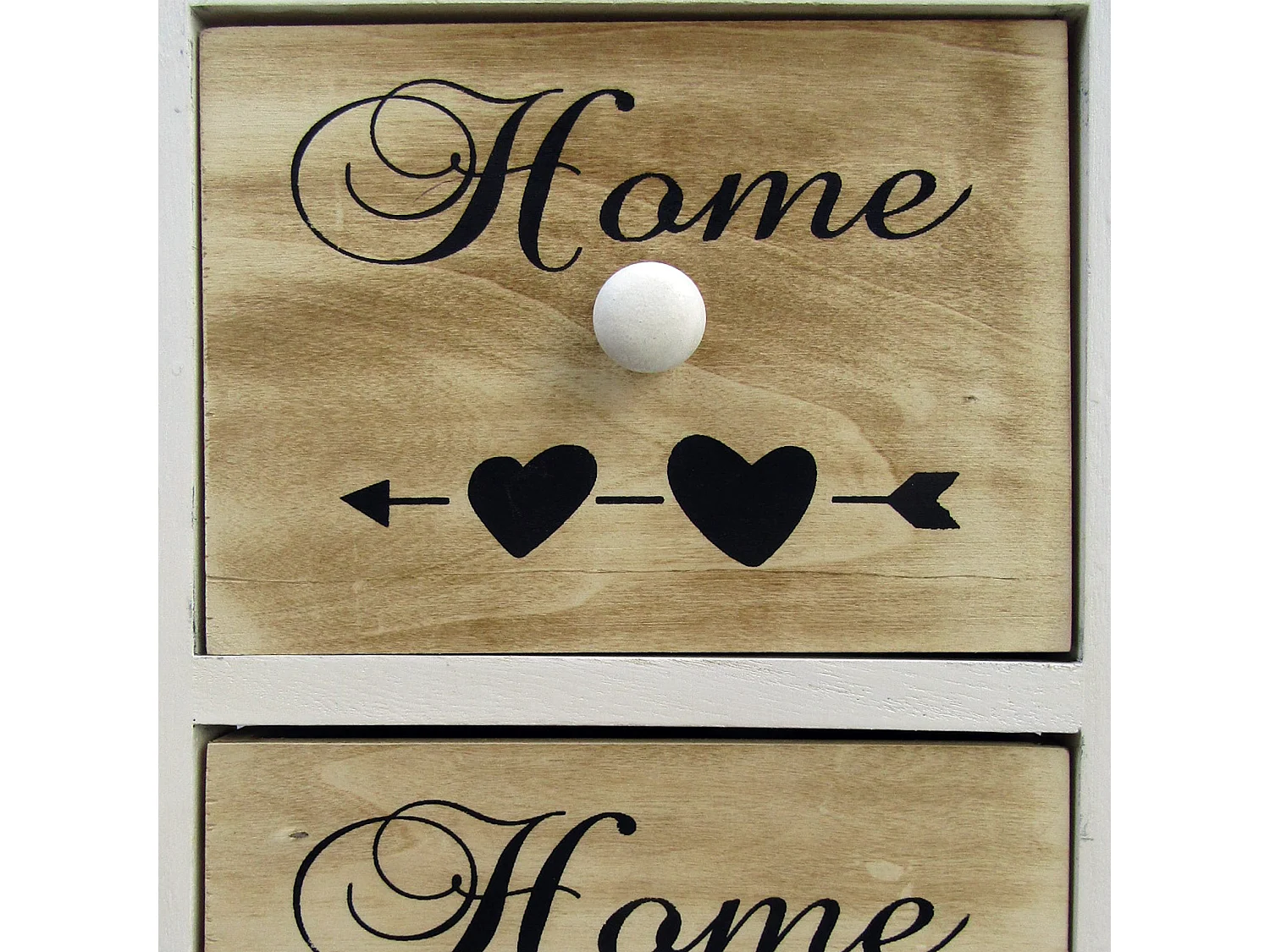 Cassettiera Settimino 5 Cassetti Legno Bianco Marrone 91x26x30