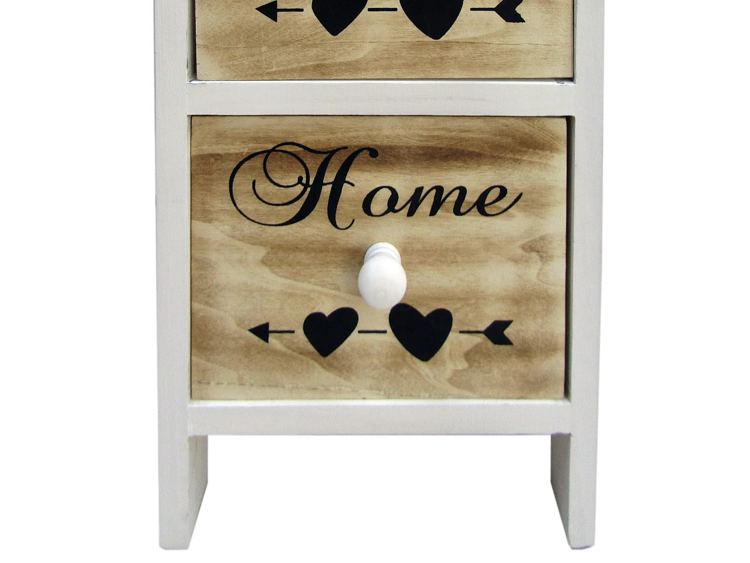 Cassettiera Settimino 5 Cassetti Legno Bianco Marrone 91x26x30