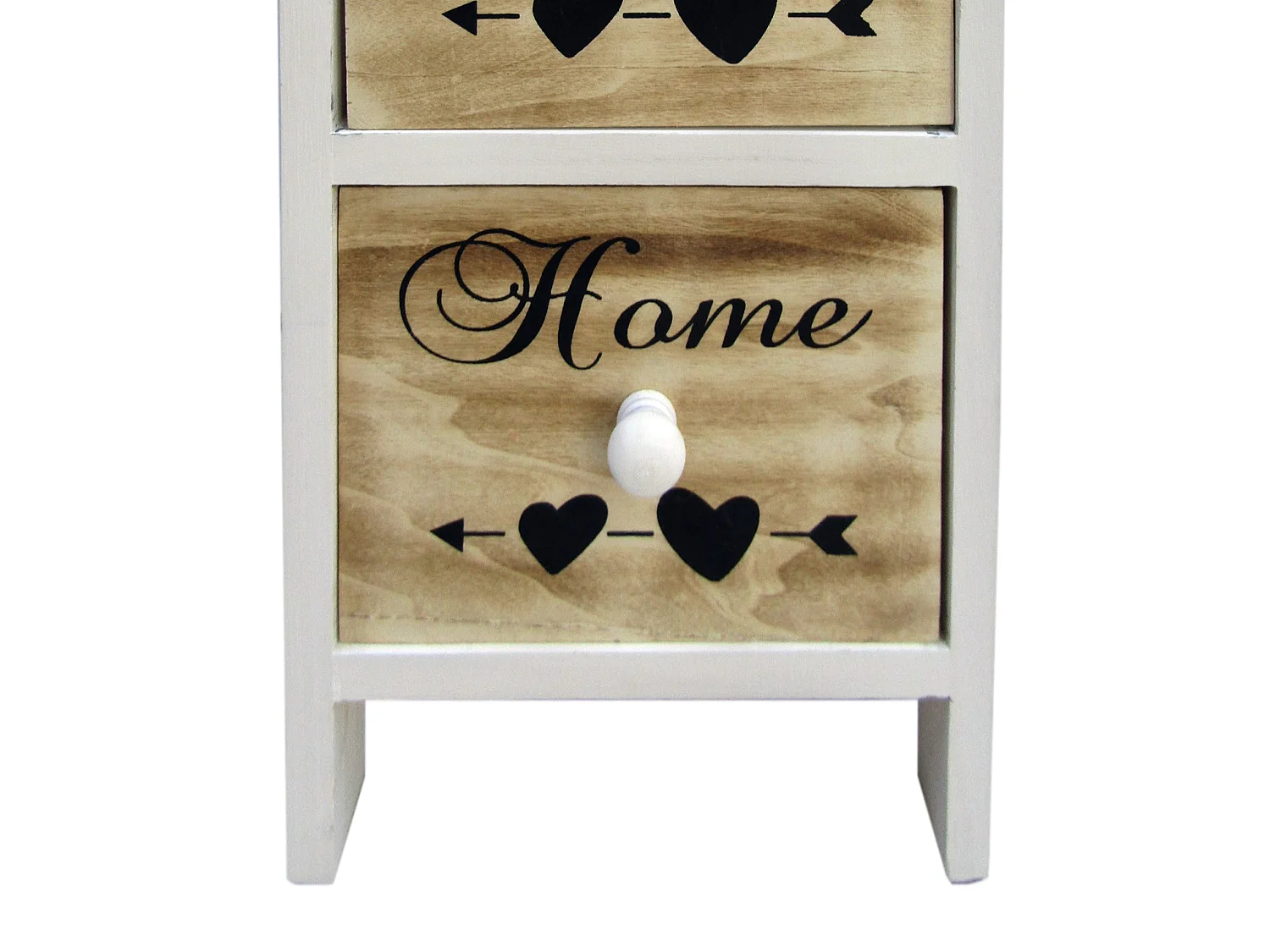 Cassettiera Settimino 5 Cassetti Legno Bianco Marrone 91x26x30