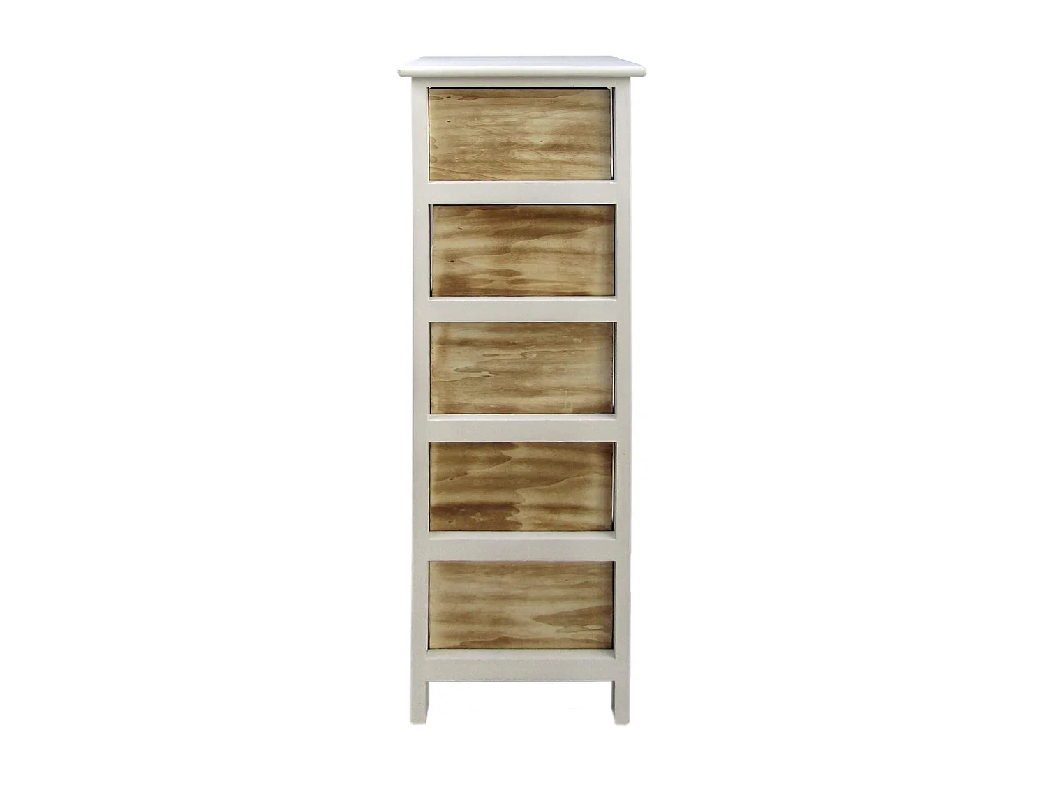 Cassettiera Settimino 5 Cassetti Legno Bianco Marrone 91x26x30