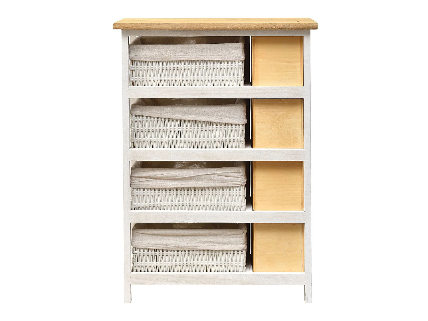 Cassettiera Comodini Shabby Marrone Panna 4 Cassetti 71x51x30