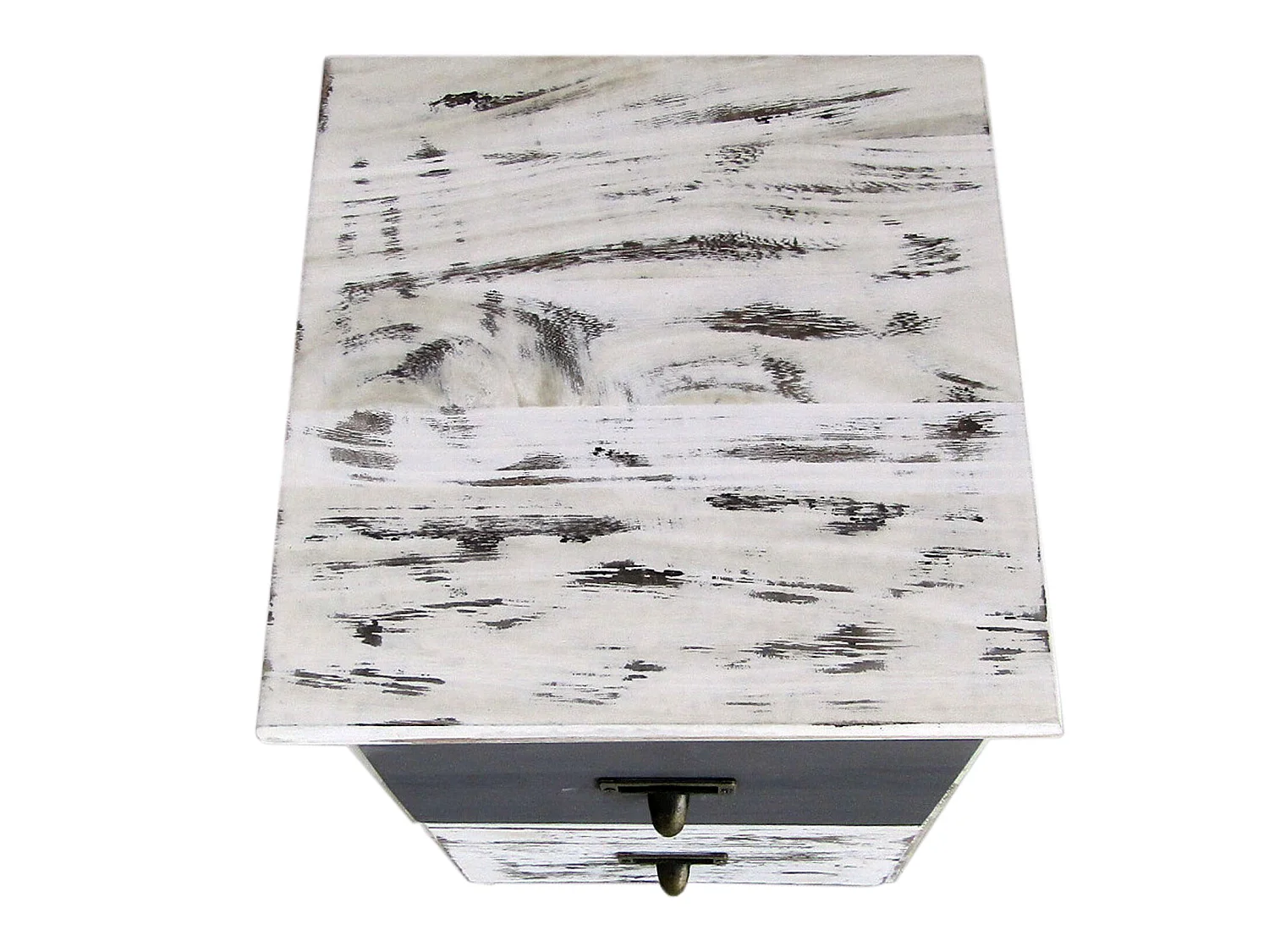 Cassettiera 4 Cassetti Legno Retro Bianco Grigio Marrone 74x28x28