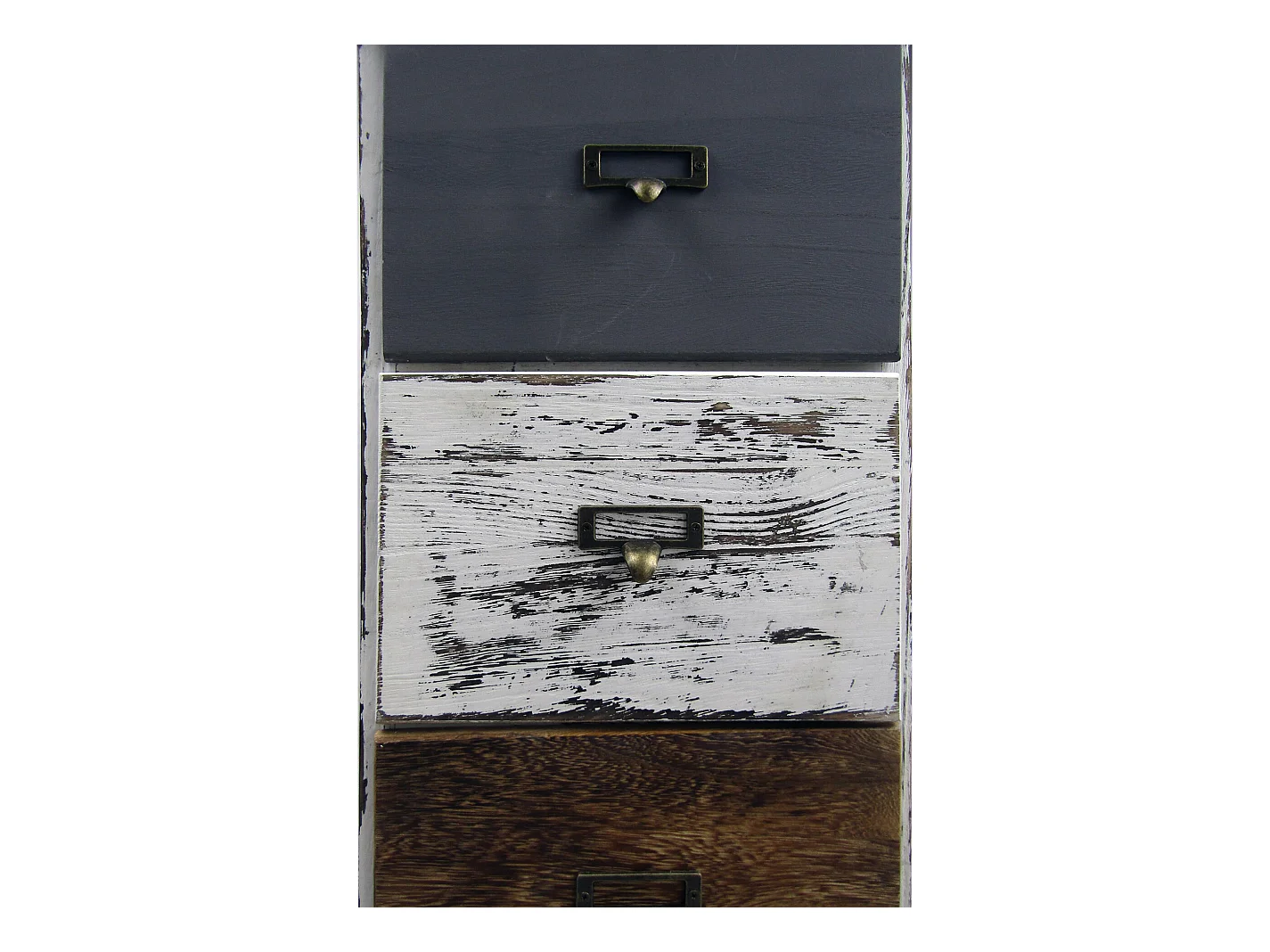 Cassettiera 4 Cassetti Legno Retro Bianco Grigio Marrone 74x28x28