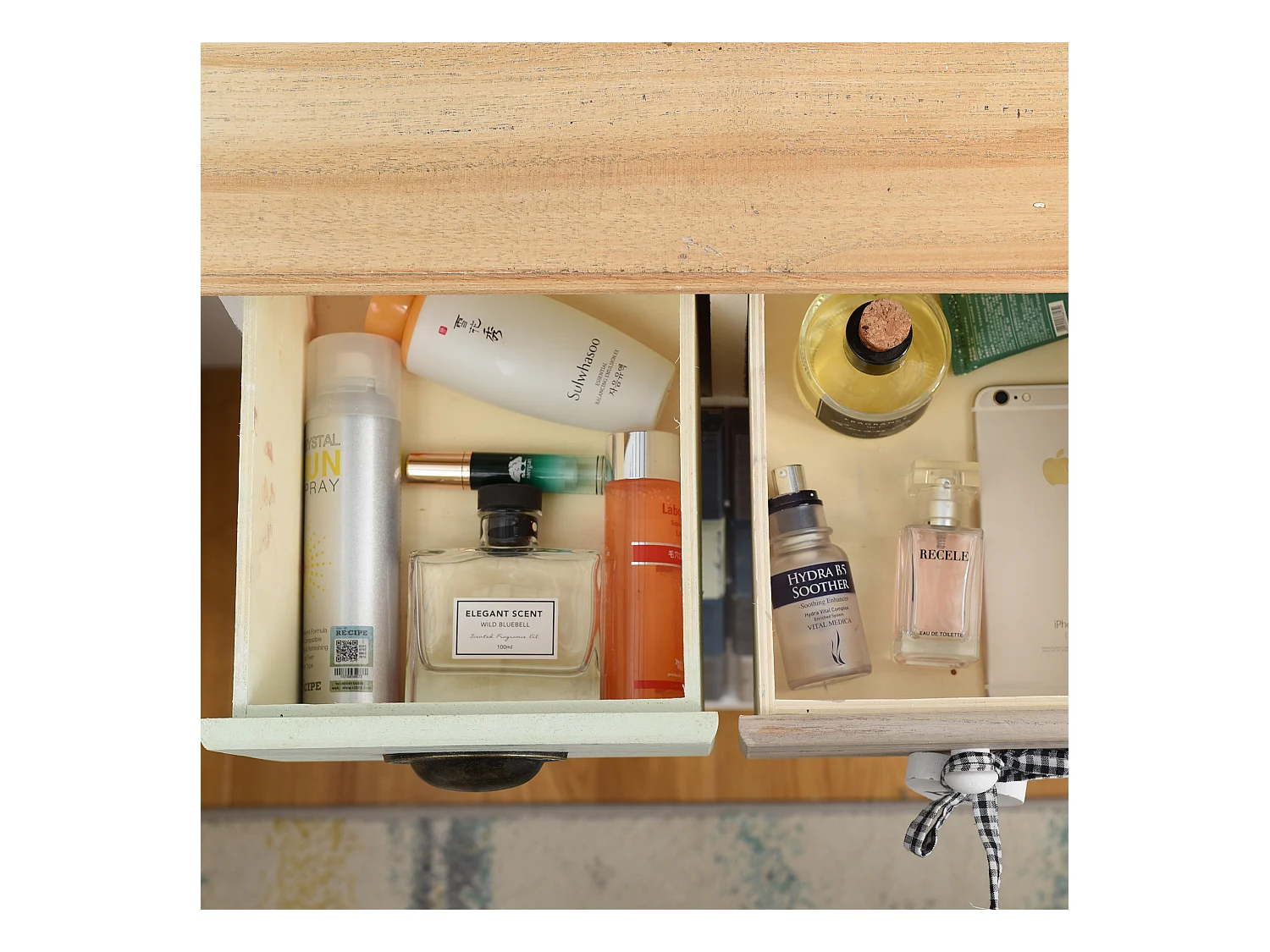 Cassettiera Shabby Vintage Beige Blu Marrone 10 Cassetti 88x48x30